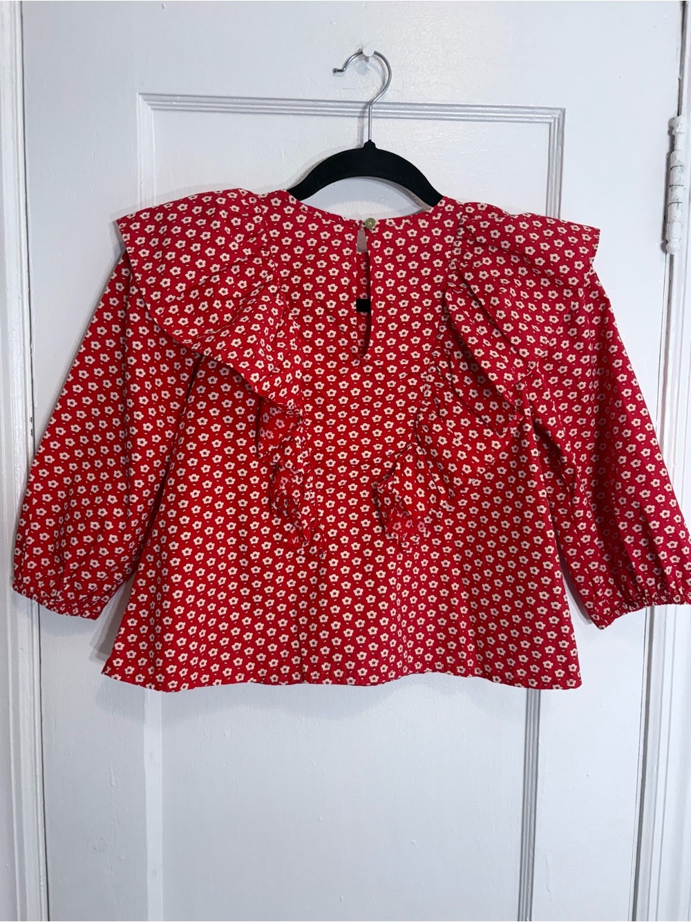 Crewcuts Red Floral Ruffle Blouse - Picture 3 of 8